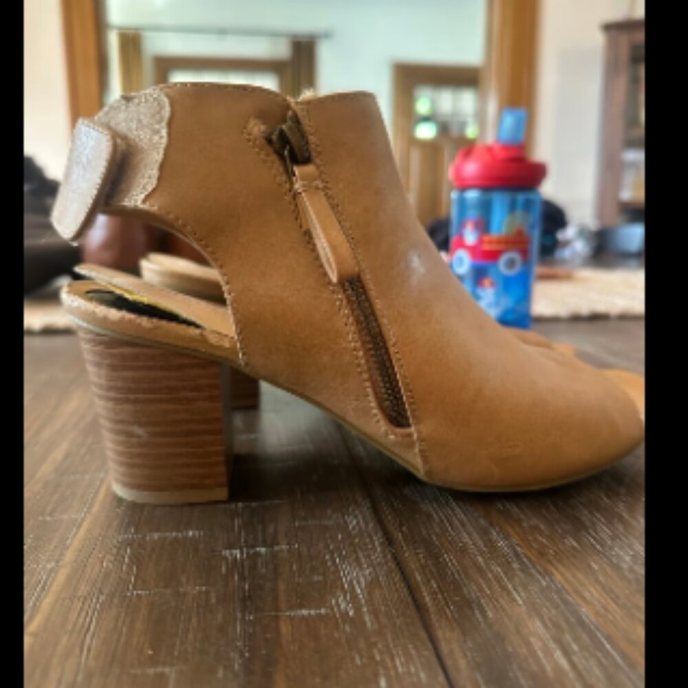 Open Toed Heeled Booties size 9.5